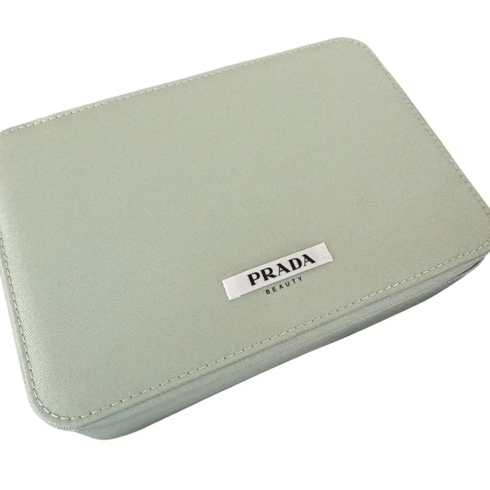 Prada Beauty Vanity Vert Mint Green Makeup Train Case Mirror Recycled LG1448 NWT